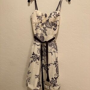 Brown & White Print Dress